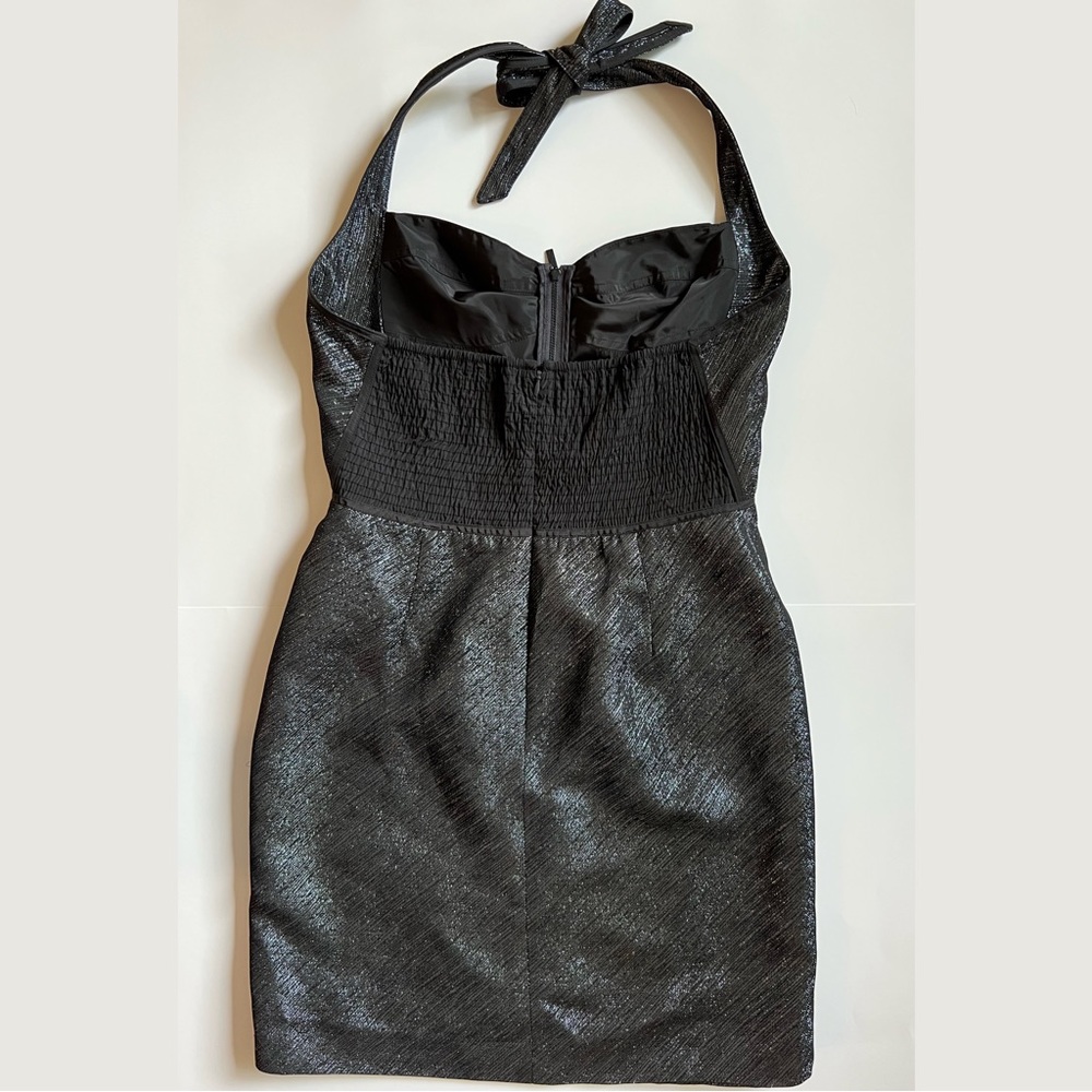 ⭕️SOLD⭕️ZAC POSEN Z-SPOKE BLACK METALLIC HALTER MINI DRESS SIZE 10 - Picture 10 of 11